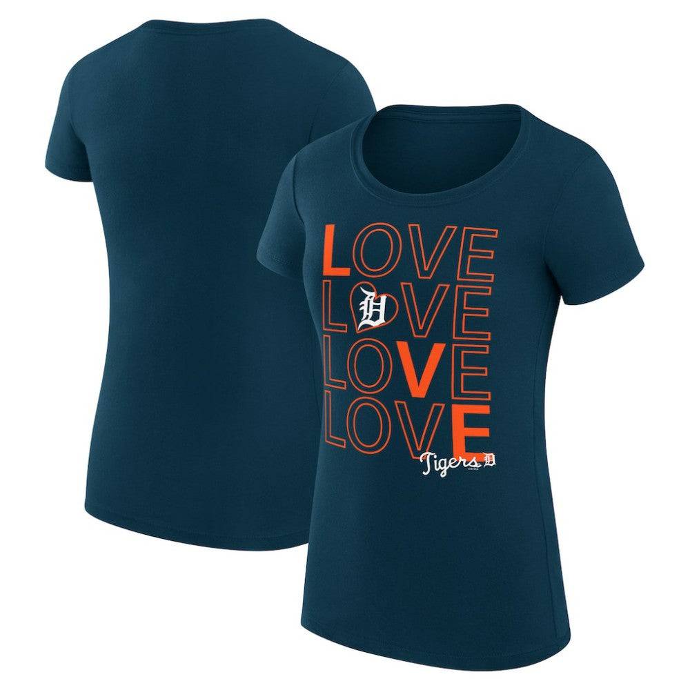 Detroit Tigers G-III 4Her by Carl Banks Women's Super-Slim Fit Lightweight Love Graphic Team T-Shirt - Navy