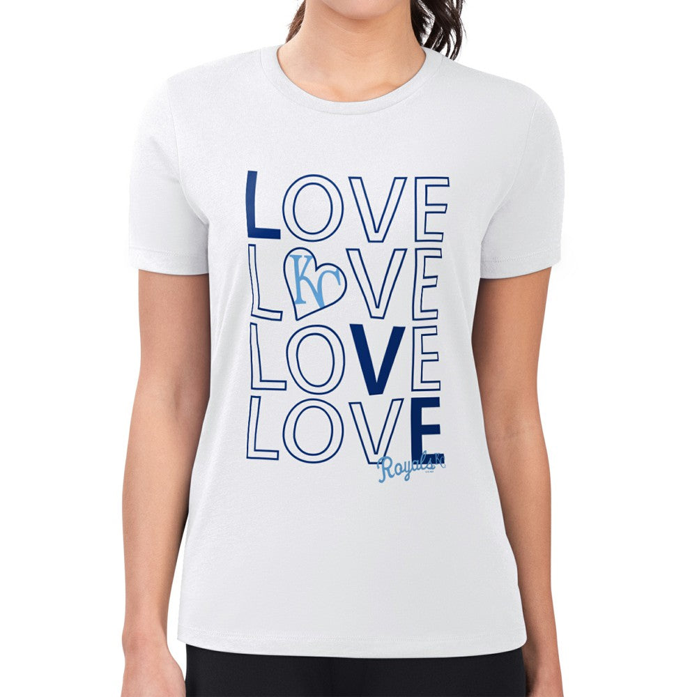 Kansas City Royals G-III 4Her by Carl Banks Women's Super-Slim Fit Lightweight Love Graphic Team T-Shirt - White