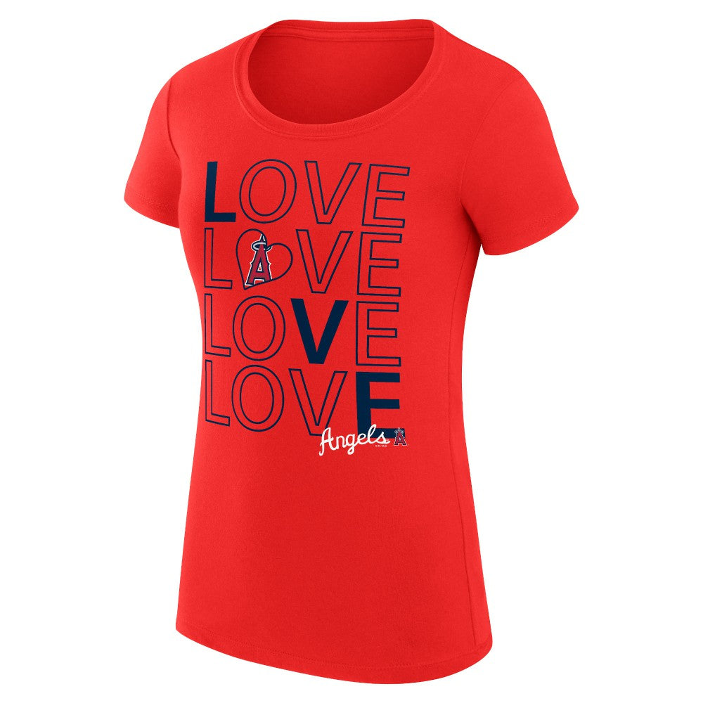 Los Angeles Angels G-III 4Her by Carl Banks Women's Super-Slim Fit Lightweight Love Graphic Team T-Shirt - Red