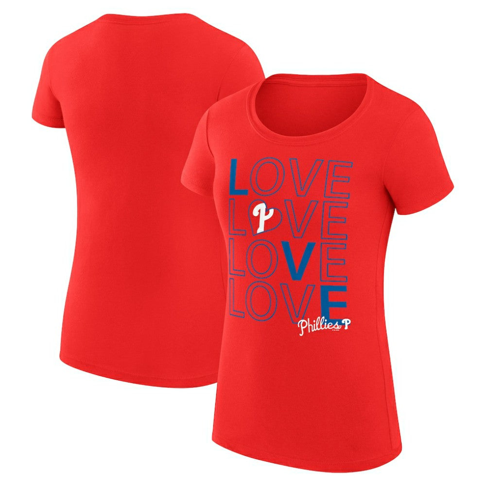 Philadelphia Phillies G-III 4Her by Carl Banks Women's Super-Slim Fit Lightweight Love Graphic Team T-Shirt - Red
