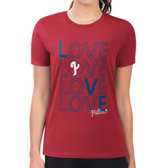 Philadelphia Phillies G-III 4Her by Carl Banks Women's Super-Slim Fit Lightweight Love Graphic Team T-Shirt - Red