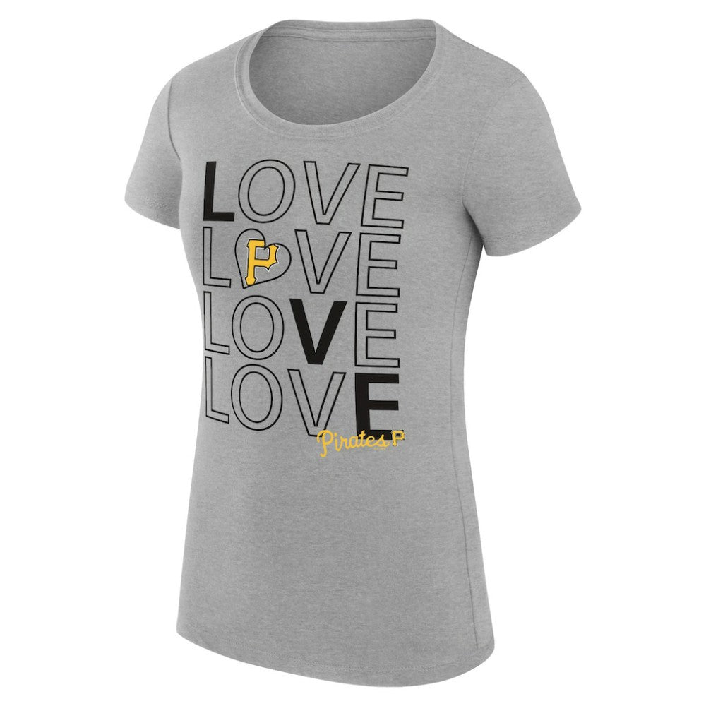 Pittsburgh Pirates G-III 4Her by Carl Banks Women's Super-Slim Fit Lightweight Love Graphic Team T-Shirt - Heather Gray