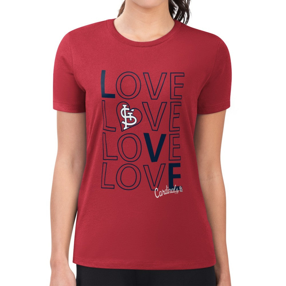 St. Louis Cardinals G-III 4Her by Carl Banks Women's Super-Slim Fit Lightweight Love Graphic Team T-Shirt - Red