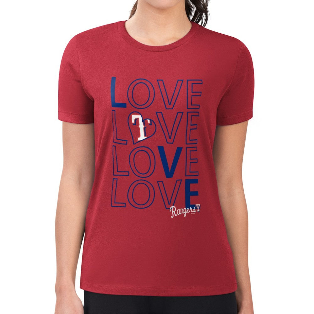Texas Rangers G-III 4Her by Carl Banks Women's Super-Slim Fit Lightweight Love Graphic Team T-Shirt - Red