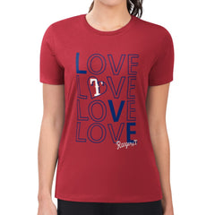 Texas Rangers G-III 4Her by Carl Banks Women's Super-Slim Fit Lightweight Love Graphic Team T-Shirt - Red