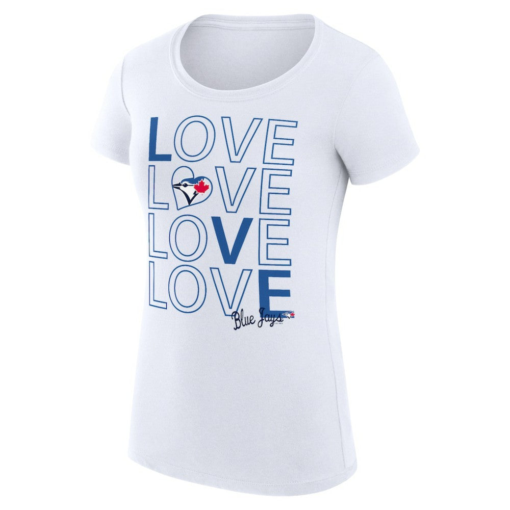 Toronto Blue Jays G-III 4Her by Carl Banks Women's Super-Slim Fit Lightweight Love Graphic Team T-Shirt - White