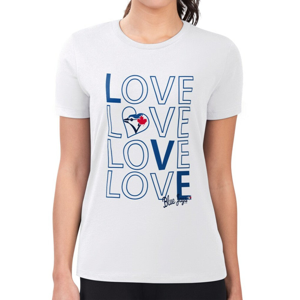 Toronto Blue Jays G-III 4Her by Carl Banks Women's Super-Slim Fit Lightweight Love Graphic Team T-Shirt - White