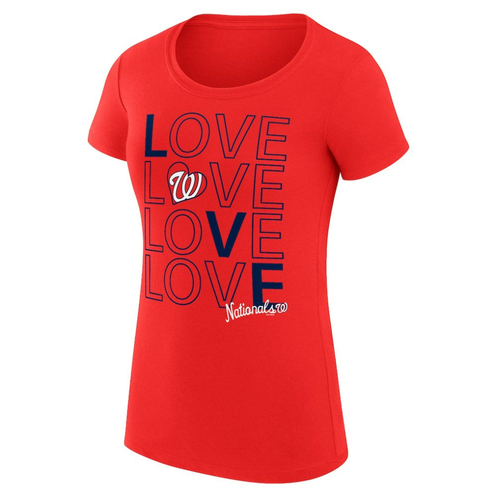 Washington Nationals G-III 4Her by Carl Banks Women's Super-Slim Fit Lightweight Love Graphic Team T-Shirt - Red