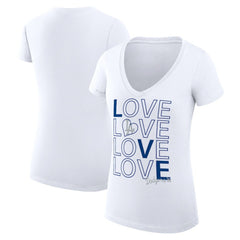 Los Angeles Dodgers G-III 4Her by Carl Banks Women's Super-Slim Fit Lightweight Love Graphic Team V-Neck T-Shirt - White