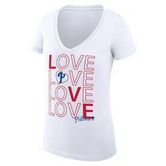 Philadelphia Phillies G-III 4Her by Carl Banks Women's Super-Slim Fit Lightweight Love Graphic Team V-Neck T-Shirt - White