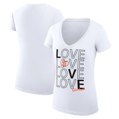 San Francisco Giants G-III 4Her by Carl Banks Women's Super-Slim Fit Lightweight Love Graphic Team V-Neck T-Shirt - White