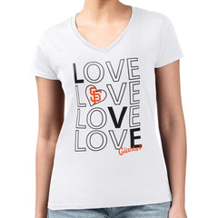 San Francisco Giants G-III 4Her by Carl Banks Women's Super-Slim Fit Lightweight Love Graphic Team V-Neck T-Shirt - White