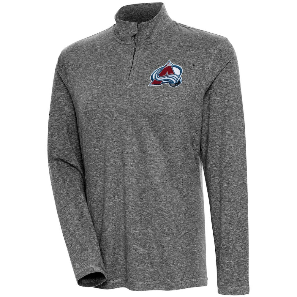 Colorado Avalanche Antigua Women's Confront Quarter-Zip Pullover Top Heather Black