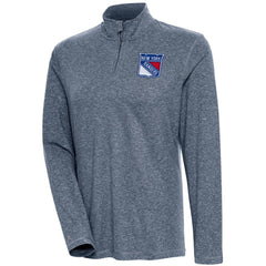 New York Rangers Antigua Women's Confront Quarter-Zip Pullover Top Heather Navy