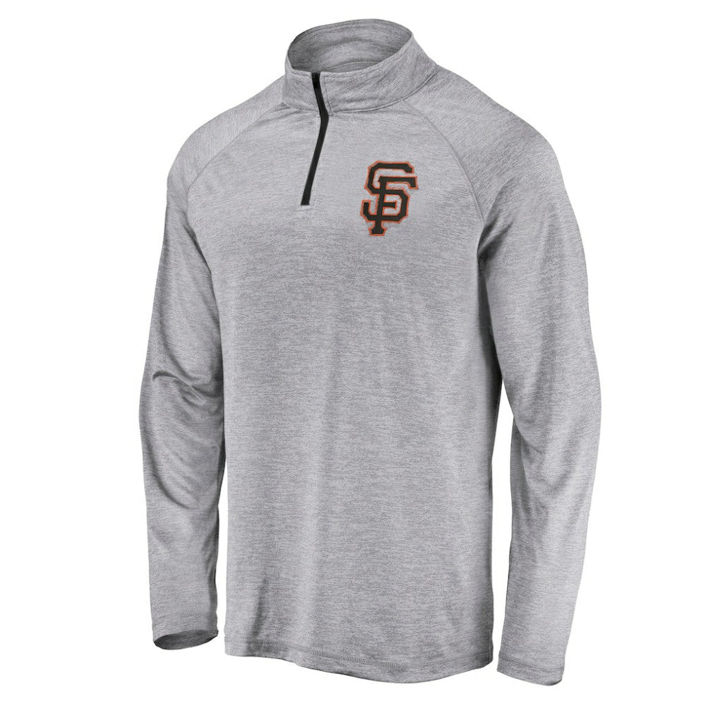 San Francisco Giants Profile Big & Tall Raglan Quarter-Zip Top - Heather Gray