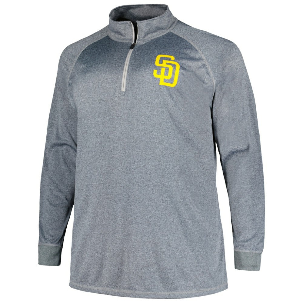 San Diego Padres Profile Big & Tall Raglan Quarter-Zip Top - Gray