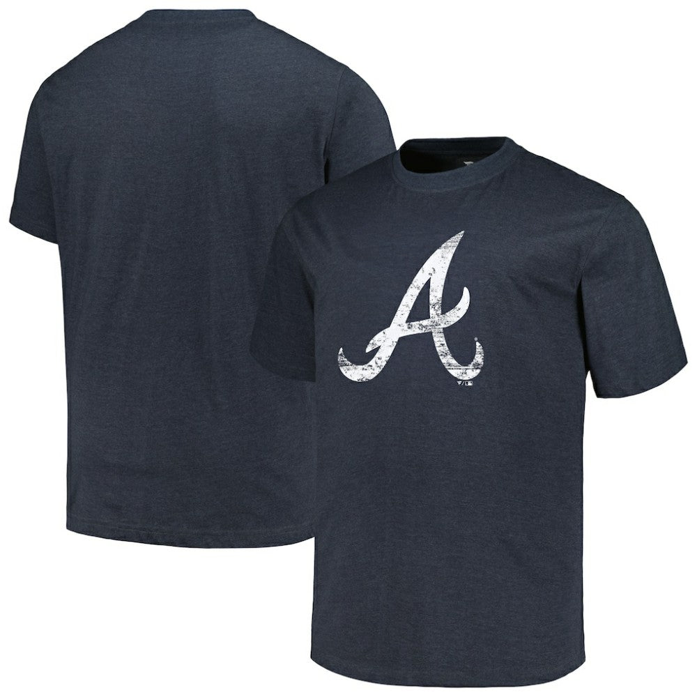 Atlanta Braves Profile Big & Tall Weathered Logo T-Shirt - Heather Navy