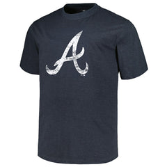 Atlanta Braves Profile Big & Tall Weathered Logo T-Shirt - Heather Navy