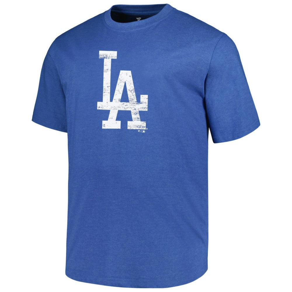 Los Angeles Dodgers Profile Big & Tall Weathered Logo T-Shirt - Heather Royal