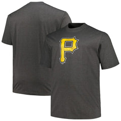 Pittsburgh Pirates Profile Big & Tall Weathered Logo T-Shirt - Heather Black