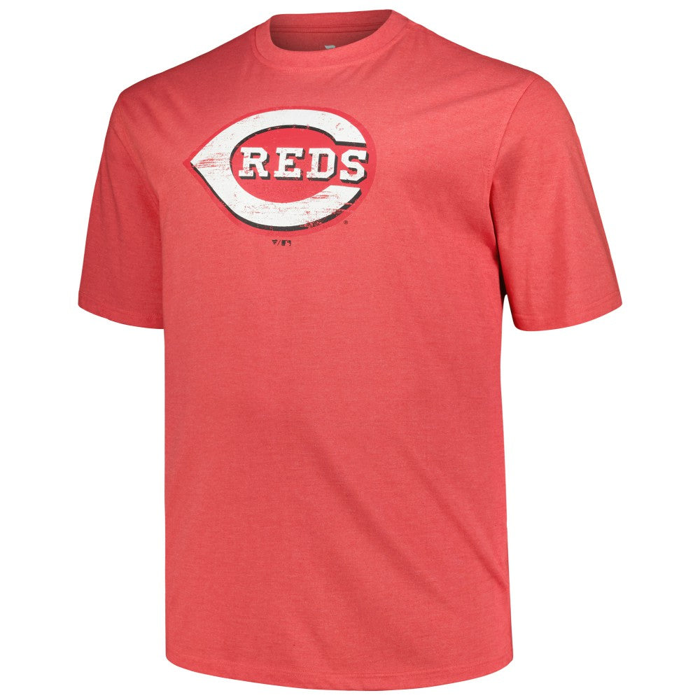 Cincinnati Reds Profile Big & Tall Weathered Logo T-Shirt - Heather Red
