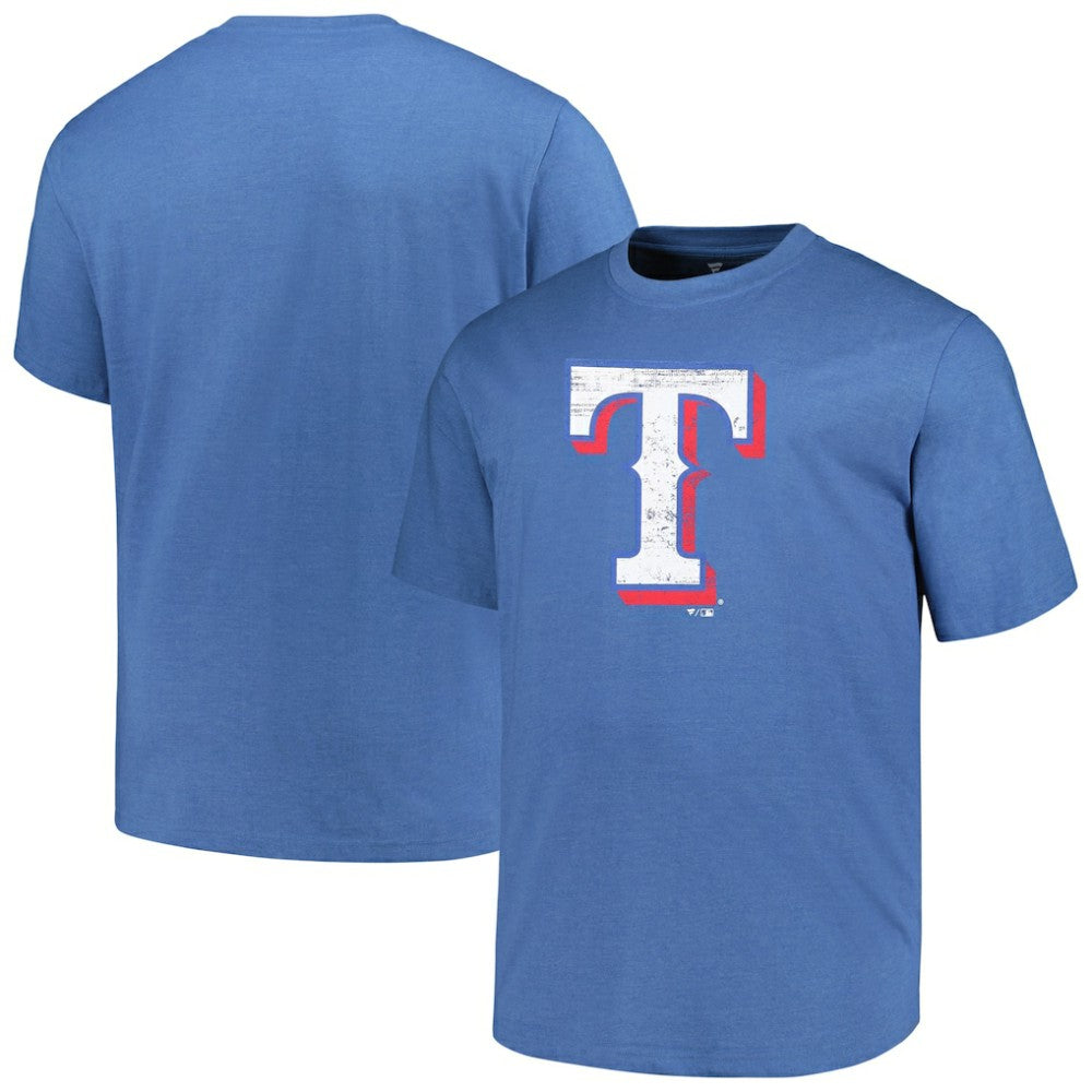 Texas Rangers Profile Big & Tall Weathered Logo T-Shirt - Heather Royal