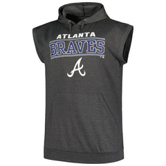 Atlanta Braves Profile Big & Tall Muscle Sleeveless Pullover Hoodie - Heather Charcoal