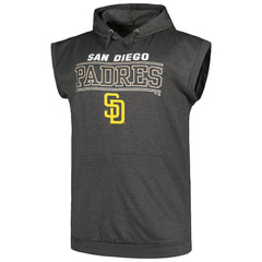 San Diego Padres Profile Big & Tall Muscle Sleeveless Pullover Hoodie - Heather Charcoal