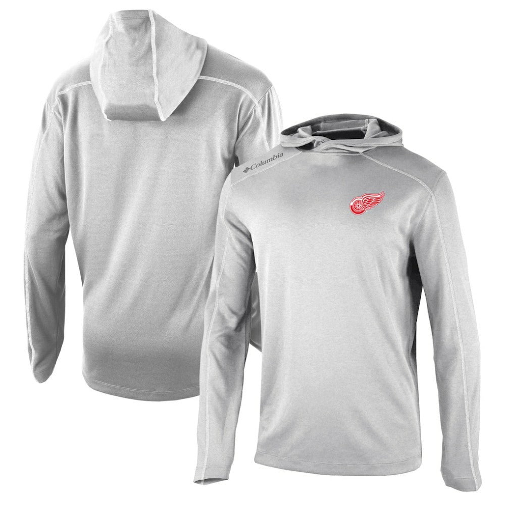 Detroit Red Wings Columbia Omni-Wick Shotgun Long Sleeve Hoodie T-Shirt Gray