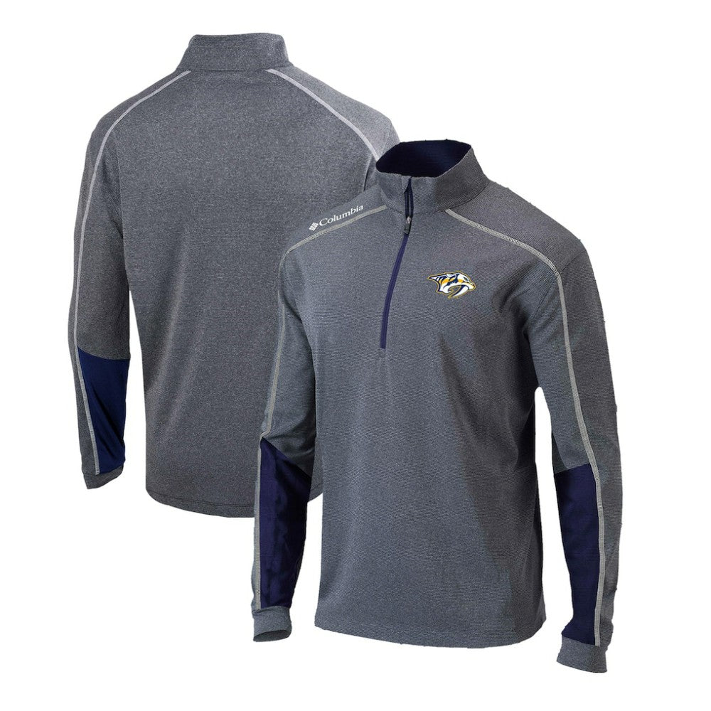 Nashville Predators Columbia Omni-Wick Shotgun 2.0 Quarter-Zip Pullover Top Gray/Navy