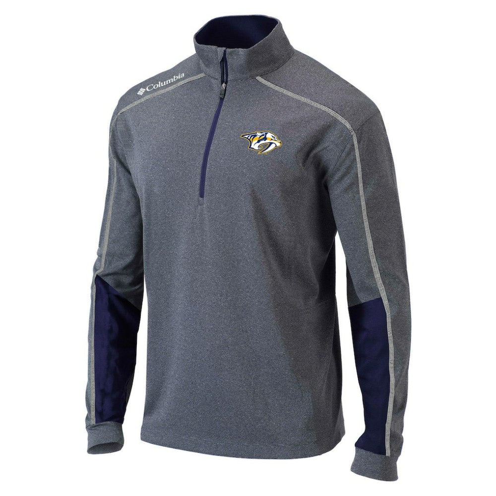 Nashville Predators Columbia Omni-Wick Shotgun 2.0 Quarter-Zip Pullover Top Gray/Navy