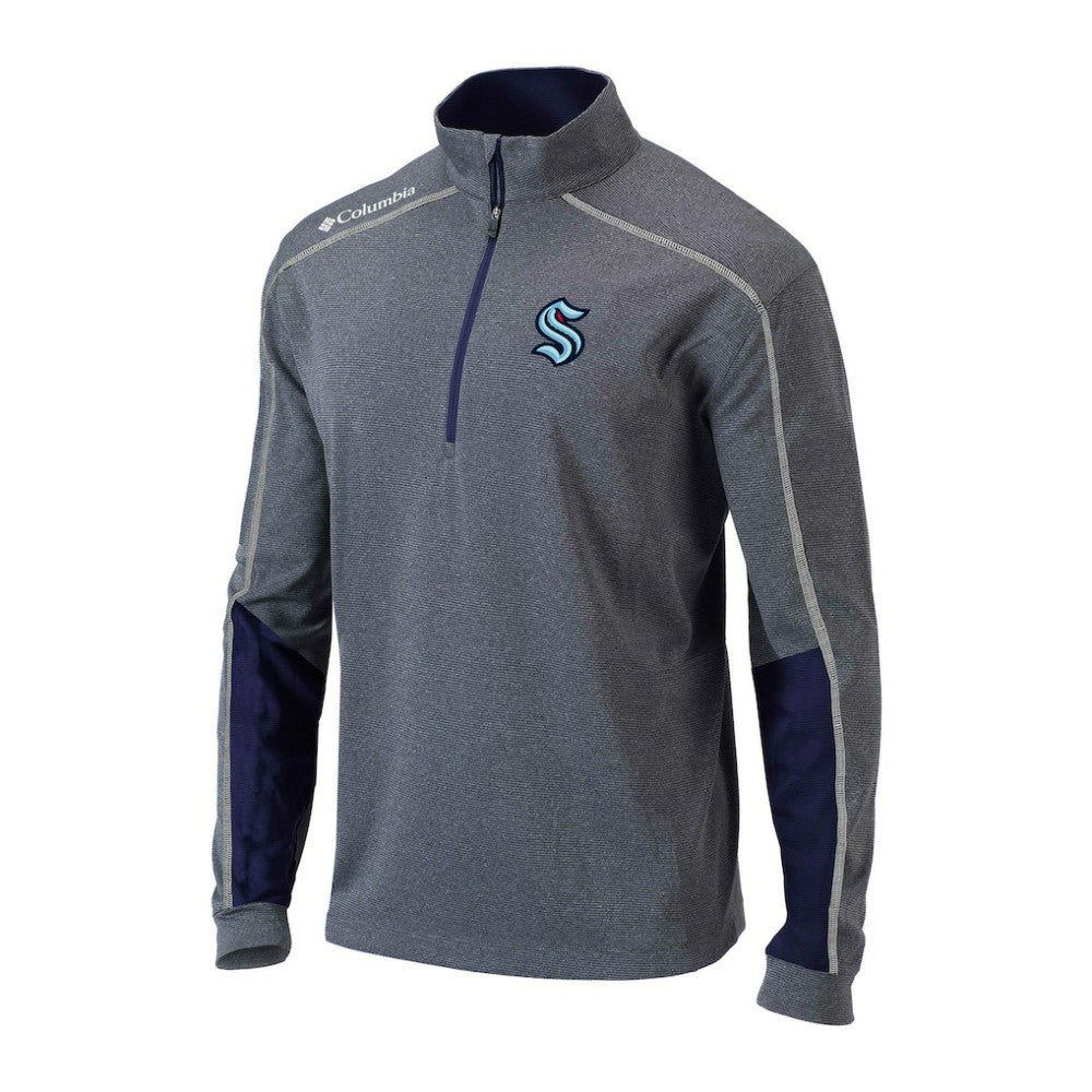 Seattle Kraken Columbia Omni-Wick Shotgun 2.0 Quarter-Zip Pullover Top Gray/Navy