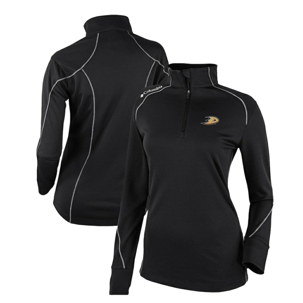 Anaheim Ducks Columbia Women's Omni-Wick Shotgun 2.0 Quarter-Zip Pullover Top Black