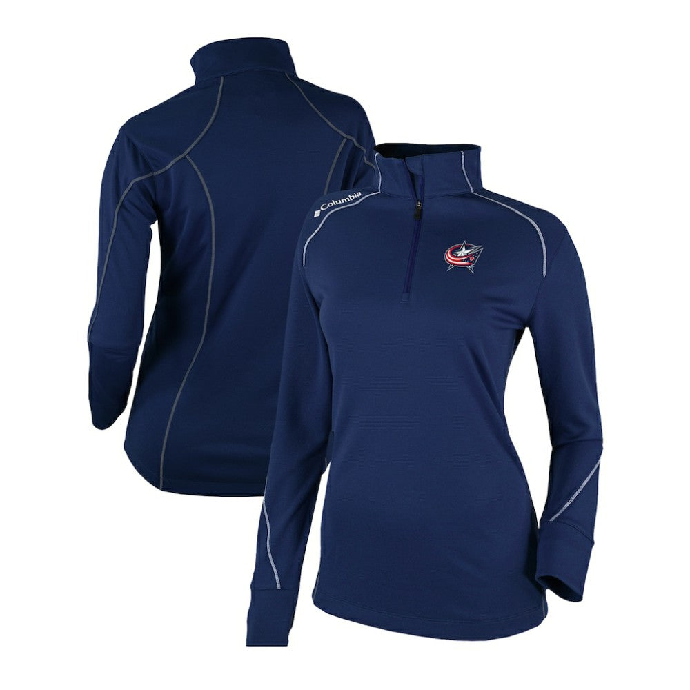 Columbus Blue Jackets Columbia Women's Omni-Wick Shotgun 2.0 Quarter-Zip Pullover Top Navy