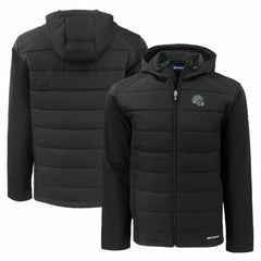 Detroit Lions Cutter & Buck Helmet Evoke Hybrid Eco Softshell Recycled Full-Zip Hoodie Jacket - Black on sale