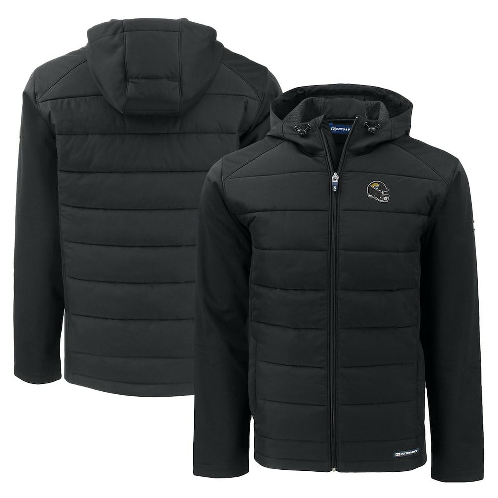 Jacksonville Jaguars Cutter & Buck Helmet Evoke Hybrid Eco Softshell Recycled Full-Zip Hoodie Jacket - Black discount