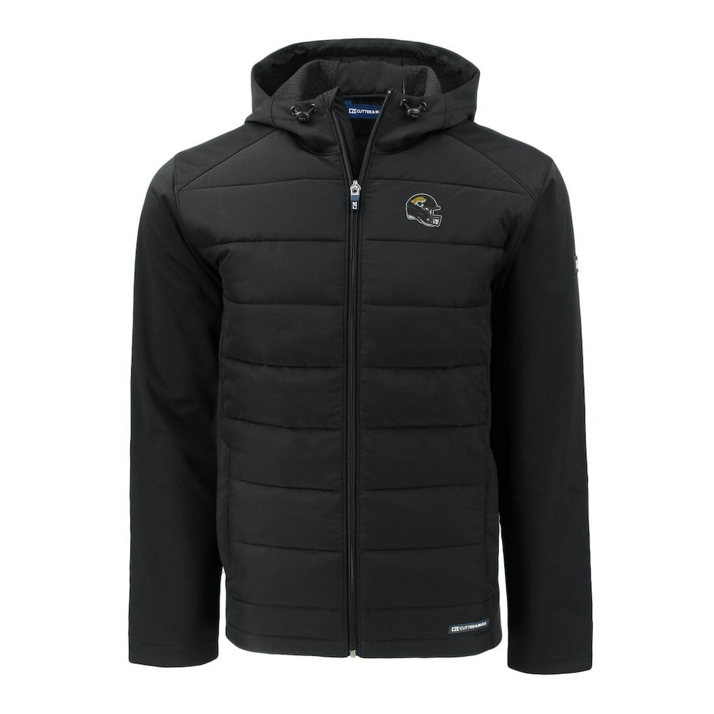Jacksonville Jaguars Cutter & Buck Helmet Evoke Hybrid Eco Softshell Recycled Full-Zip Hoodie Jacket - Black discount