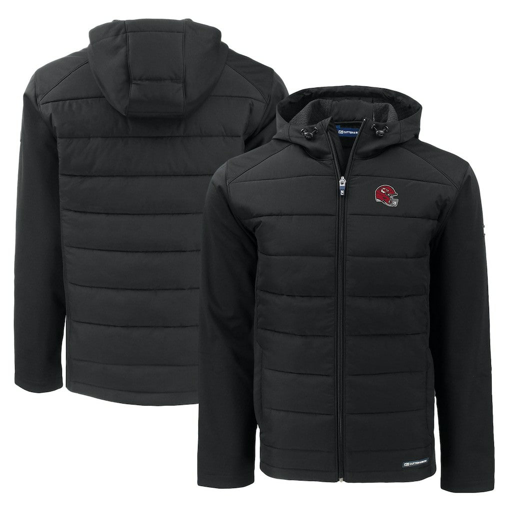 Kansas City Chiefs Cutter & Buck Helmet Evoke Hybrid Eco Softshell Recycled Full-Zip Hoodie Jacket - Black on sale