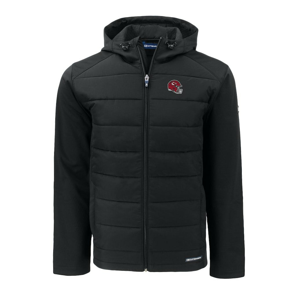 Kansas City Chiefs Cutter & Buck Helmet Evoke Hybrid Eco Softshell Recycled Full-Zip Hoodie Jacket - Black on sale
