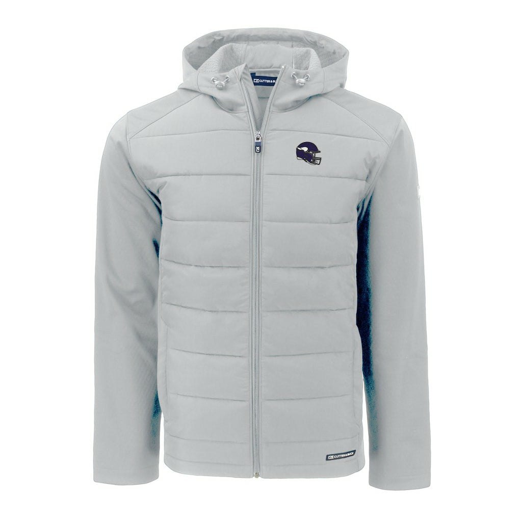 Minnesota Vikings Cutter & Buck Helmet Evoke Hybrid Eco Softshell Recycled Full-Zip Hoodie Jacket - Gray cheap