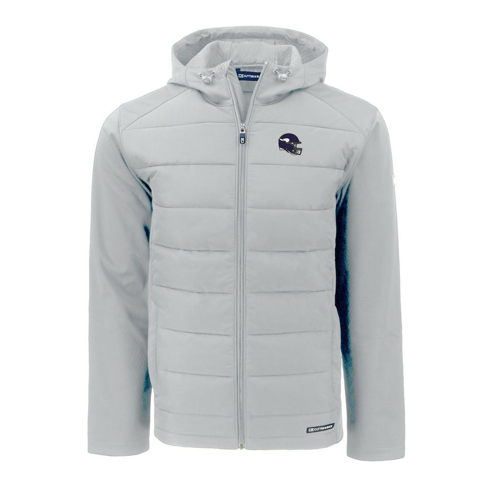 Minnesota Vikings Cutter & Buck Helmet Evoke Hybrid Eco Softshell Recycled Full-Zip Hoodie Jacket - Gray cheap