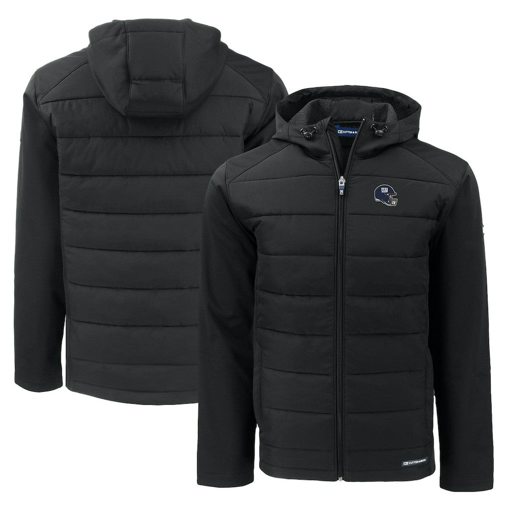 New York Giants Cutter & Buck Helmet Evoke Hybrid Eco Softshell Recycled Full-Zip Hoodie Jacket - Black outlet