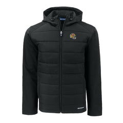San Francisco 49ers Cutter & Buck Helmet Evoke Hybrid Eco Softshell Recycled Full-Zip Hoodie Jacket - Black on sale