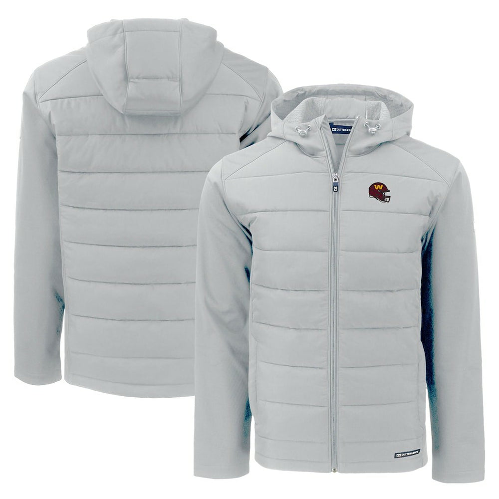 Washington Commanders Cutter & Buck Helmet Evoke Hybrid Eco Softshell Recycled Full-Zip Hoodie Jacket - Gray for sale