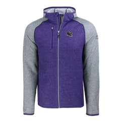 Baltimore Ravens Cutter & Buck Helmet Mainsail Sweater-Knit Full-Zip Hoodie - Heather Purple/Heather Gray discount