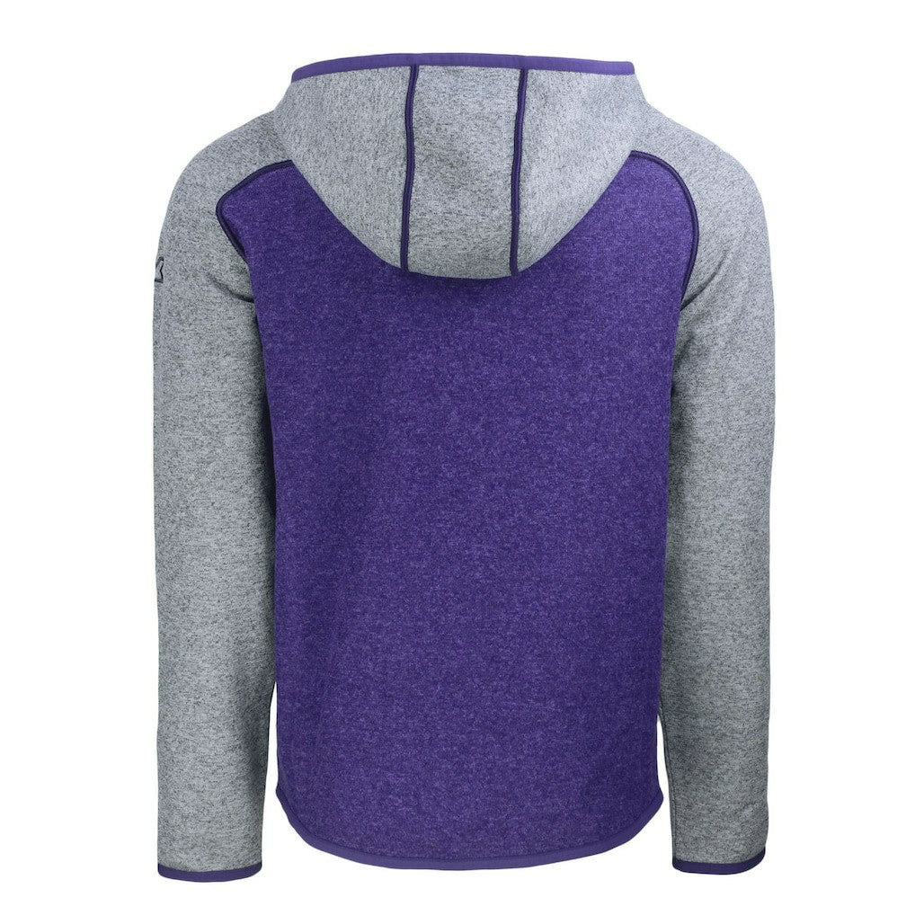 Baltimore Ravens Cutter & Buck Helmet Mainsail Sweater-Knit Full-Zip Hoodie - Heather Purple/Heather Gray discount