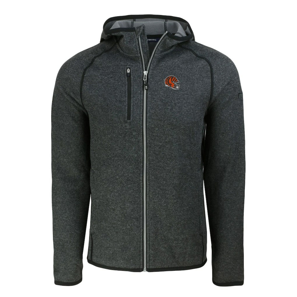 Cincinnati Bengals Cutter & Buck Helmet Mainsail Sweater-Knit Full-Zip Hoodie - Heather Charcoal outlet