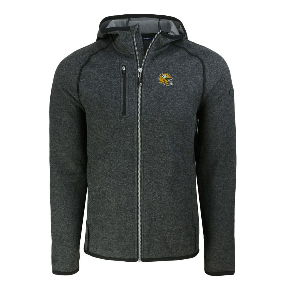Green Bay Packers Cutter & Buck Helmet Mainsail Sweater-Knit Full-Zip Hoodie - Heather Charcoal discount