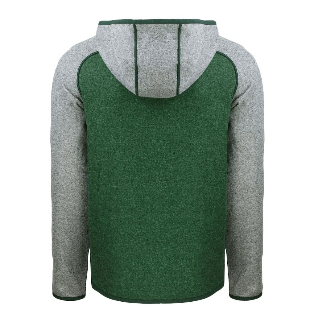 Green Bay Packers Cutter & Buck Helmet Mainsail Sweater-Knit Full-Zip Hoodie - Heather Green/Heather Gray on sale