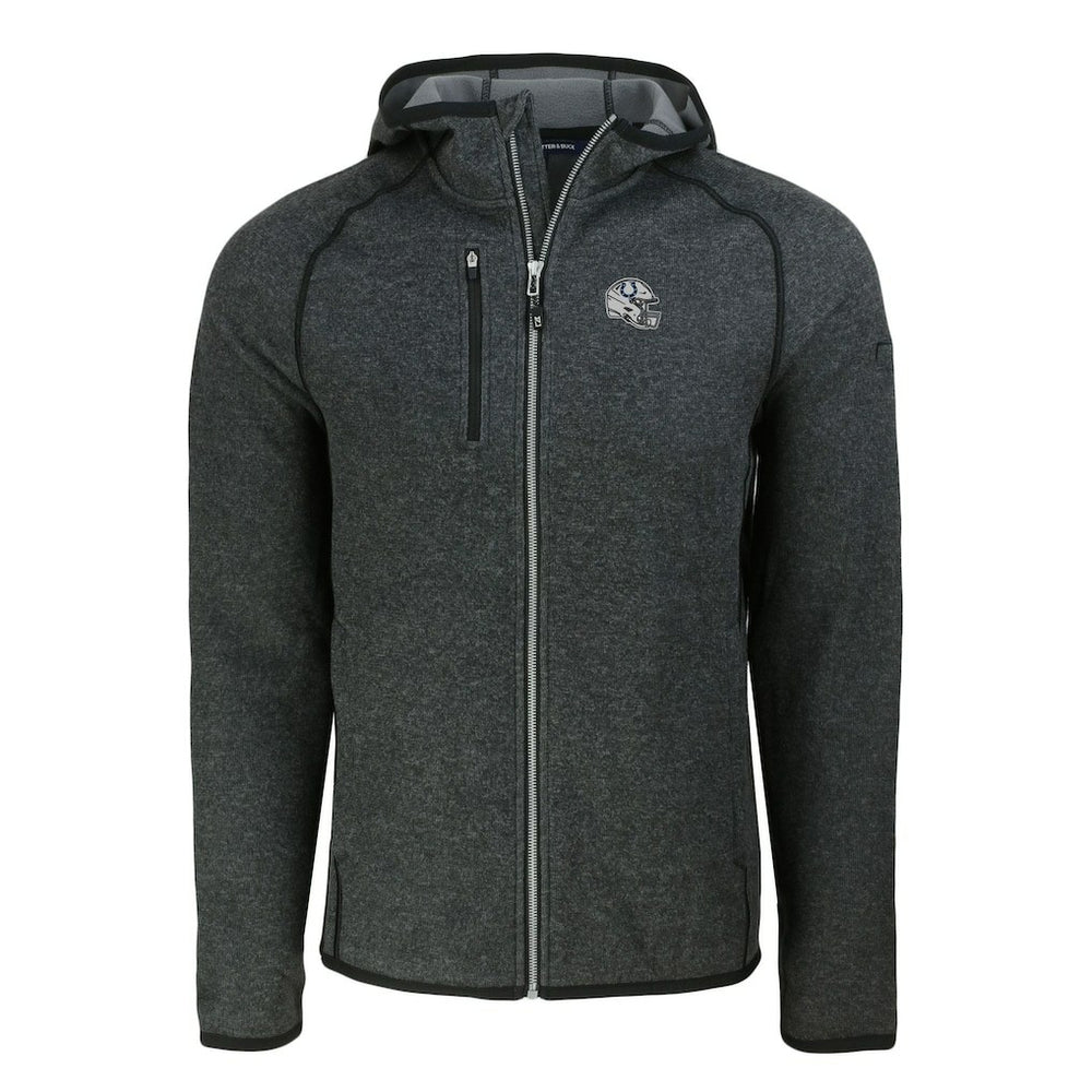 Indianapolis Colts Cutter & Buck Helmet Mainsail Sweater-Knit Full-Zip Hoodie - Heather Charcoal on sale